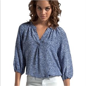 JOIE ADDIE B BLUE ABSTRACT SILK BLOUSE